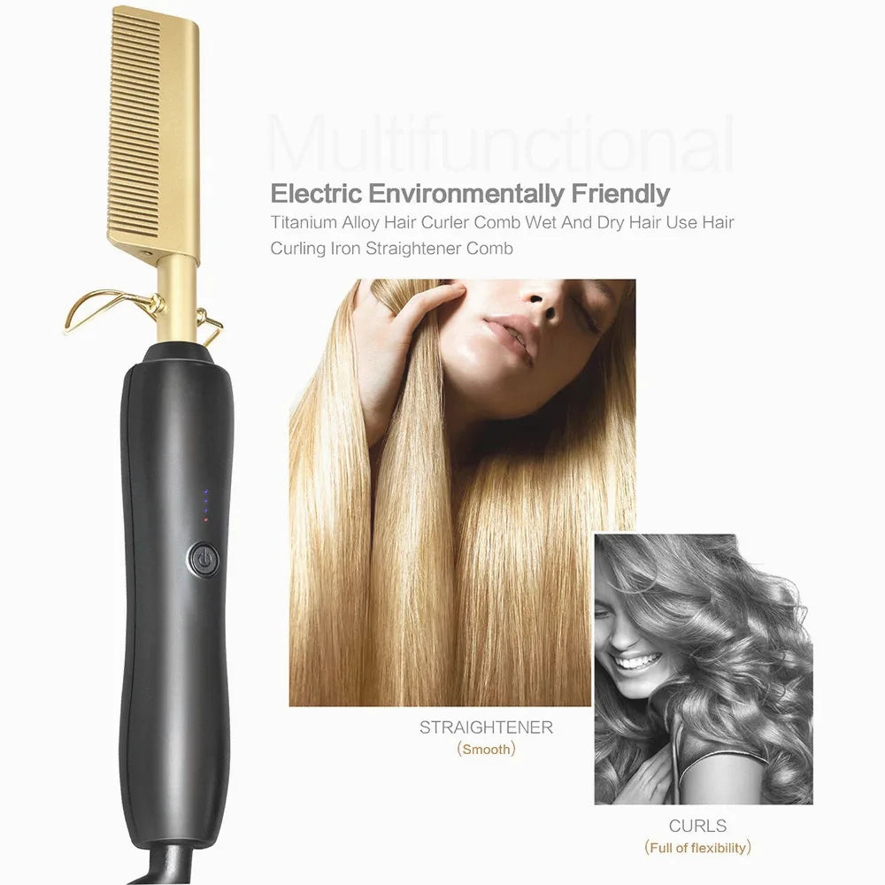 Ceramic Electric Hair Straightening Hot Comb