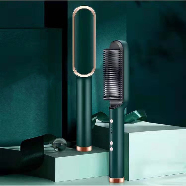 2 In 1 Hair Straightener Hot Comb Curling Brush