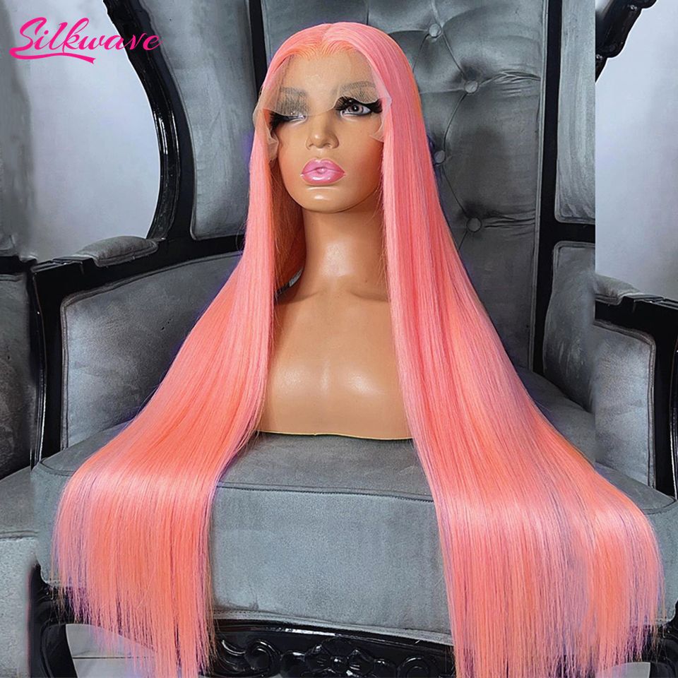 30 36 Inch Bone Straight Pink Lace Front wig Human Hair Wig 13x6 HD Lace Frontal Wigs For Women Blonde 613 Colored Wig Brazilian