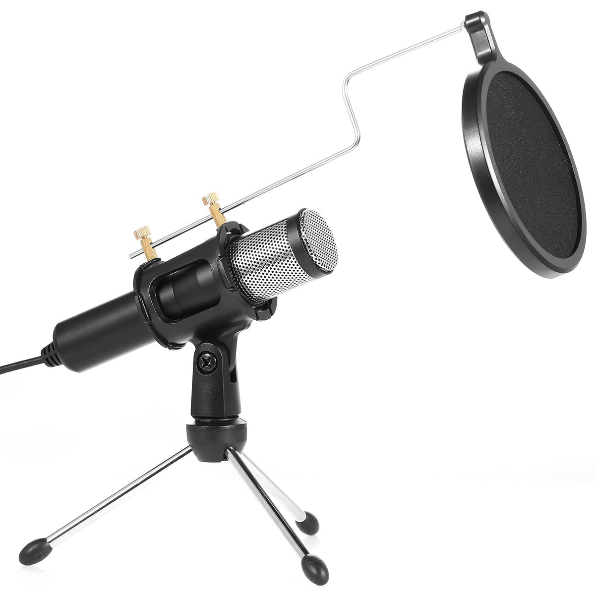Professional Condenser Microphone Studio Recording Cardioid Microphone w/180¡ Tripods Pop Filter USB Plug for Podcasting Gaming Chatting