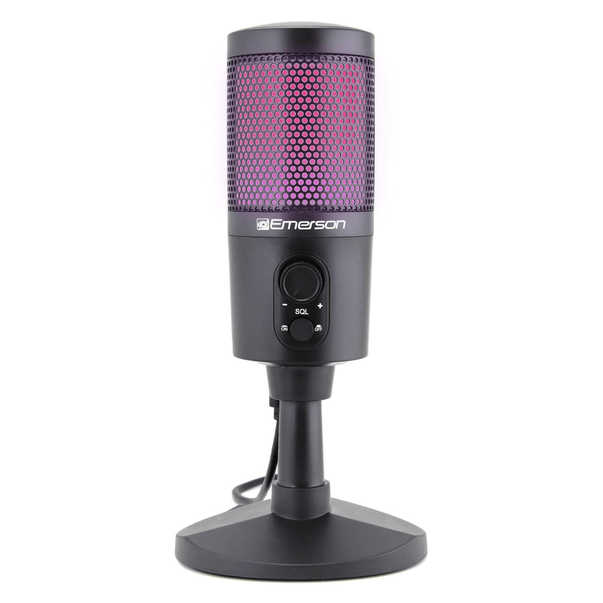 Emerson USB Gaming & Streaming Microphone with RGB Lighting with Tap-to-Mute