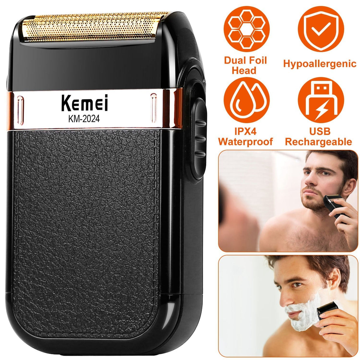 Men Electric Razor Shaver Rechargeable Cordless Beard Trimmer Dry Wet Grooming Kit Hair Clipper
