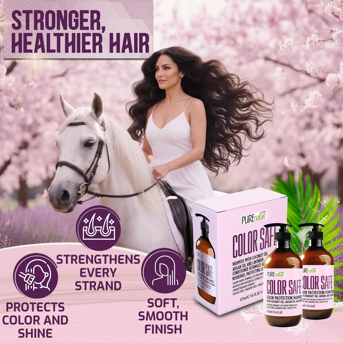 Color Safe Shampoo and Conditioner Set 16 Fl Oz Set of 2 Sulfate Free and Paraben Free for Protecting Treated Dyed and Colored Hair Professional Salon Care for Women and Men