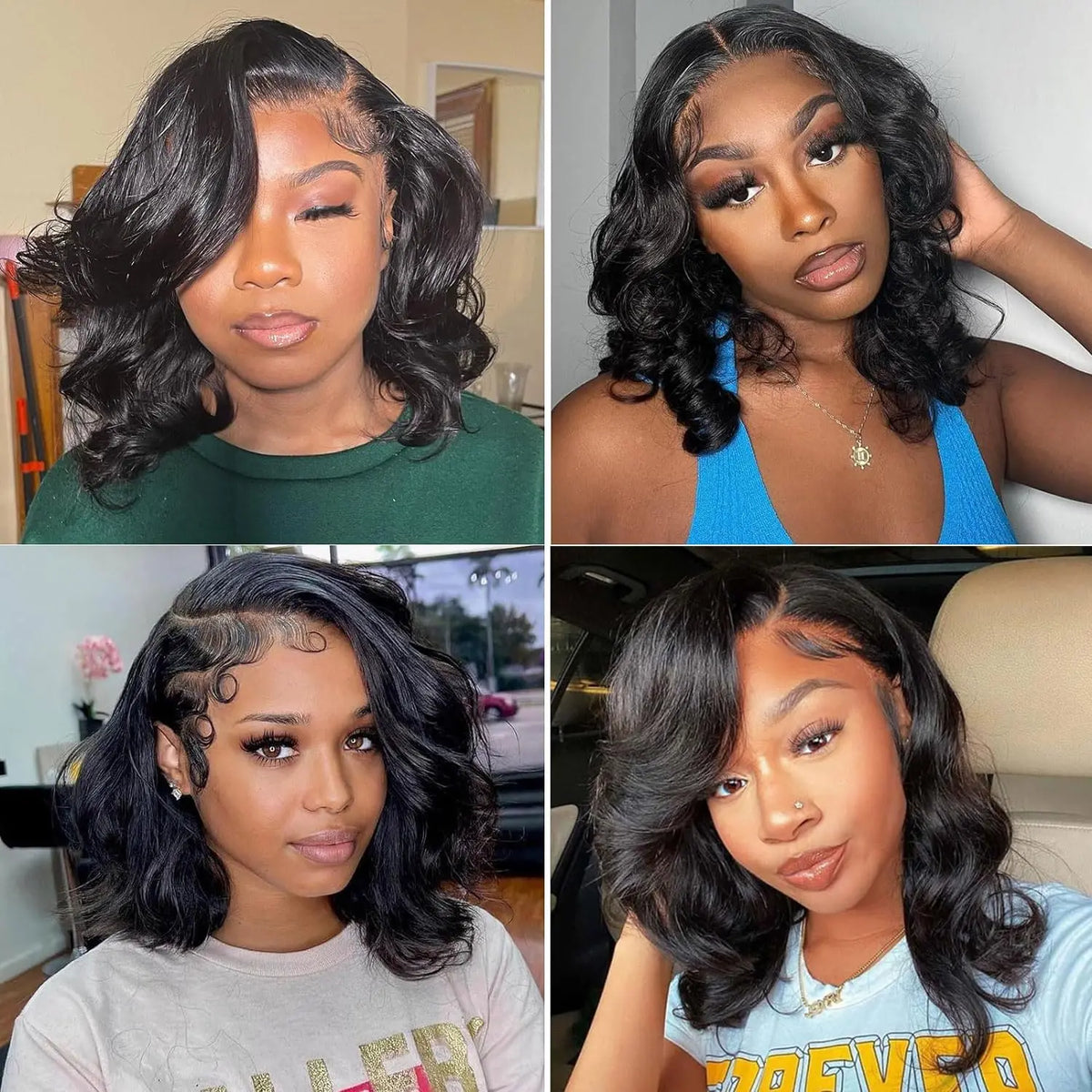 13x4 Lace Frontal Wig Human Hair Short Bob Wig Body Wave 4x4 HD Lace Front Closure Wig Brazilian Virgin Hair Natural Black Color
