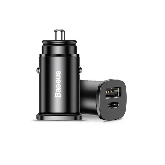 Baseus 30W Dual USB C PD Quick Charge QC 4.0 Car Charger For Mobile Phone Charger Fast USB PD Type C AFC SCP Car Phone Charger