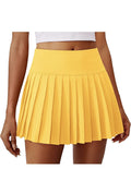 PINSPARK Pleated Tennis Skort with Pocket, Yellow, Women's XL