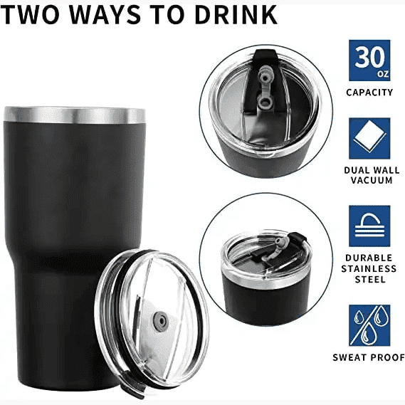 30oz Stainless Steel Tumblers – Insulated Travel Mug with Lid