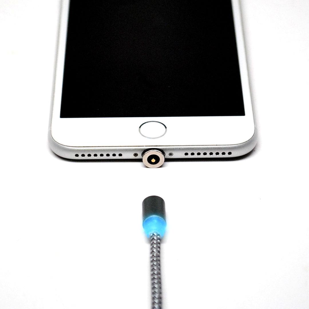 Magnetic USB Charging Cable, 3 in 1 Nylon Cord, Compatible with Micro USB, Type C, and Apple Products
