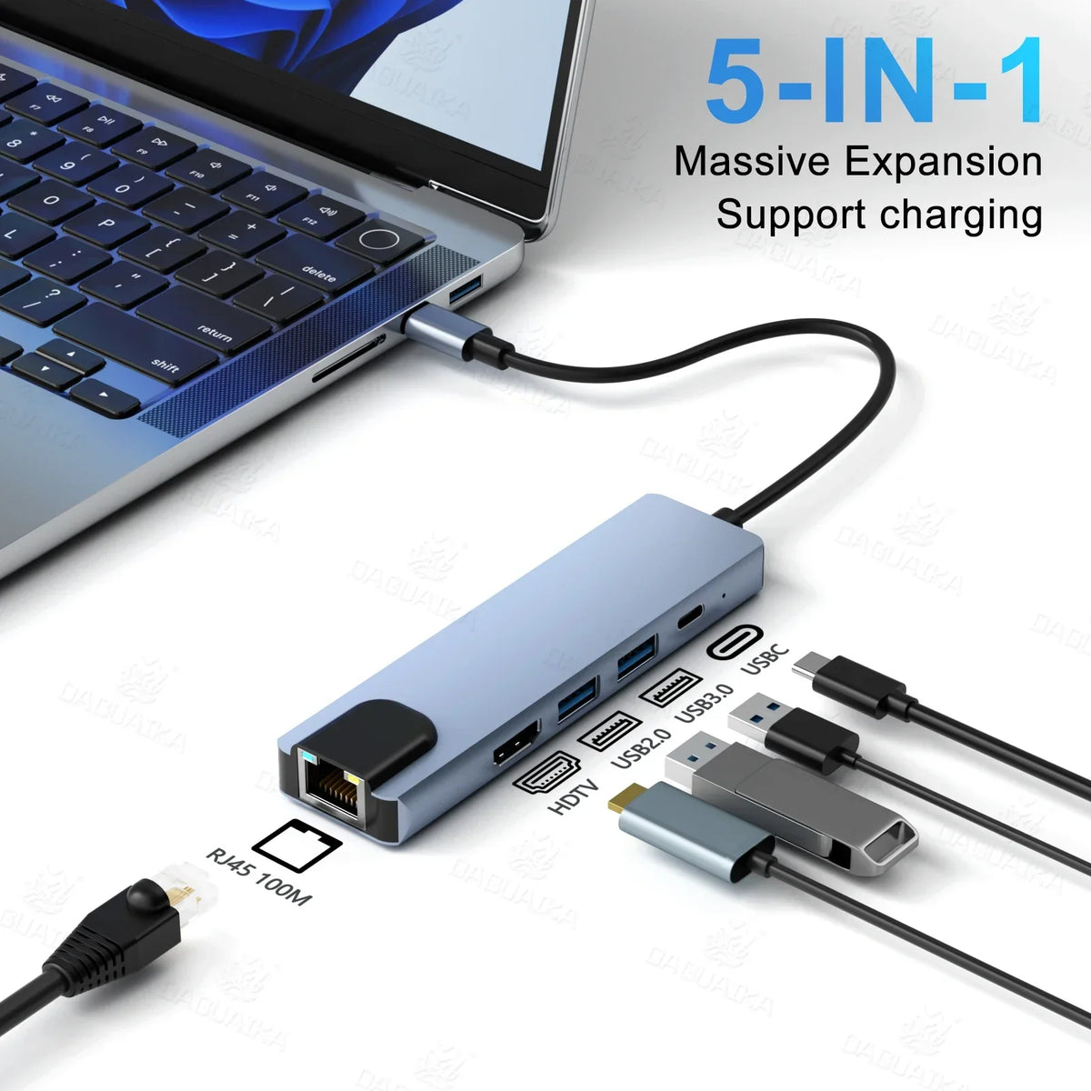 USB C Hub 8 in 1, 4K HDMI Adapter with SD, RJ45 & PD