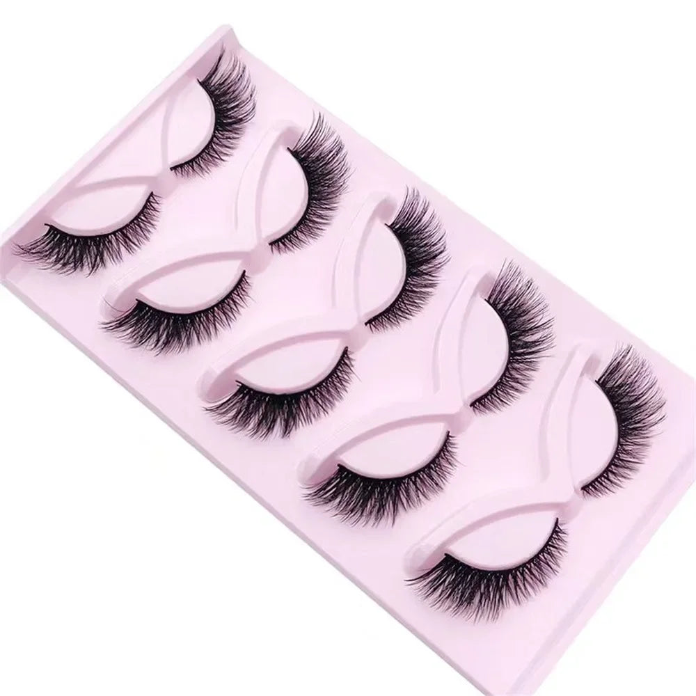5 Pairs Cat Eye Lashes Wispy Fake | Fluffy Winged Strip Lashes