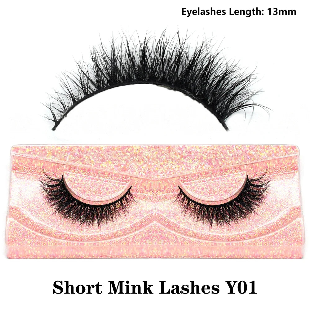 3D Mink Fluffy Half False Eyelashes Natural Soft Lightweight Clear Band Half Eye Strip Lashes Reusable Short Eyelashes Extension