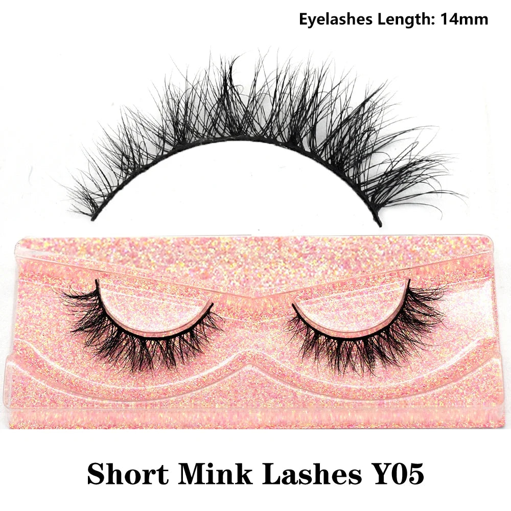 3D Mink Fluffy Half False Eyelashes Natural Soft Lightweight Clear Band Half Eye Strip Lashes Reusable Short Eyelashes Extension