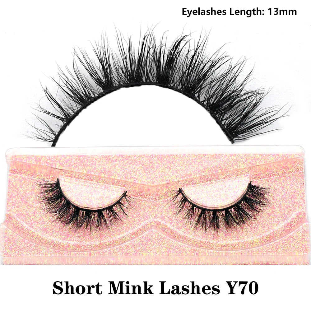 3D Mink Fluffy Half False Eyelashes Natural Soft Lightweight Clear Band Half Eye Strip Lashes Reusable Short Eyelashes Extension