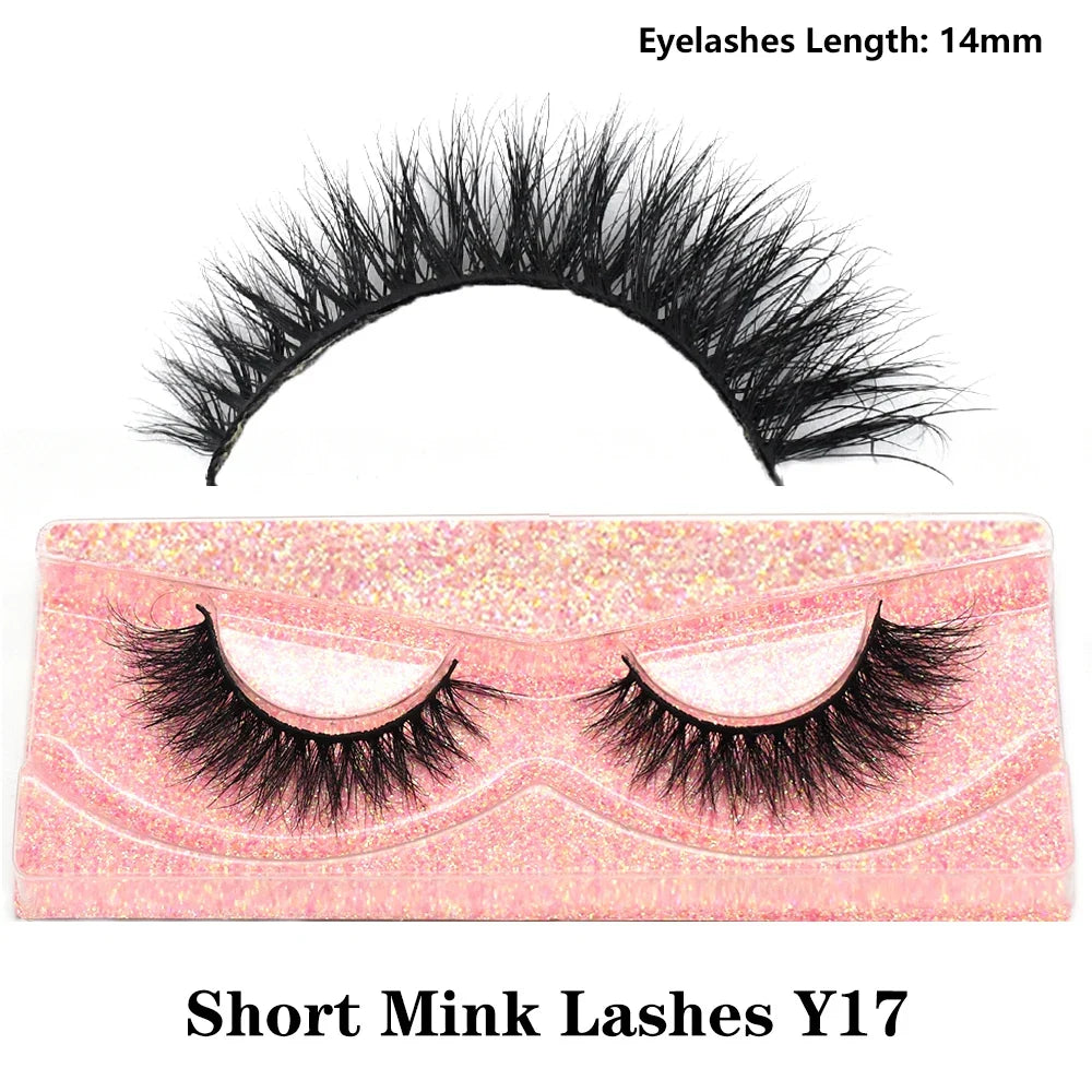 3D Mink Fluffy Half False Eyelashes Natural Soft Lightweight Clear Band Half Eye Strip Lashes Reusable Short Eyelashes Extension