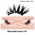 3D Mink Fluffy Half False Eyelashes Natural Soft Lightweight Clear Band Half Eye Strip Lashes Reusable Short Eyelashes Extension