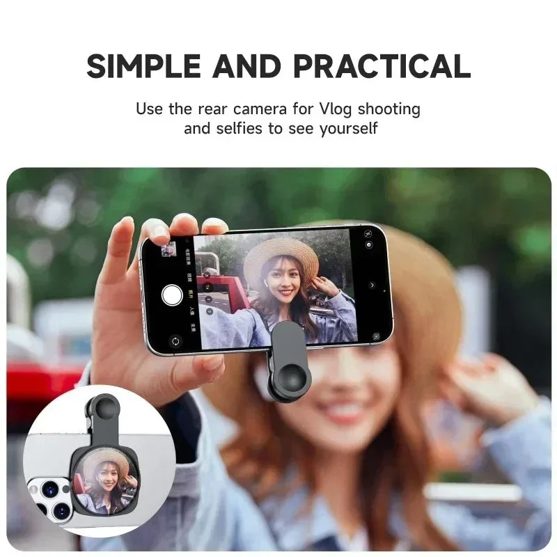 Smartphone Camera Mirror Reflection Clip Kit Portable Mobile Phone Camera Mirror Clip With Storage Bag Phone Rear Selfie Mirror