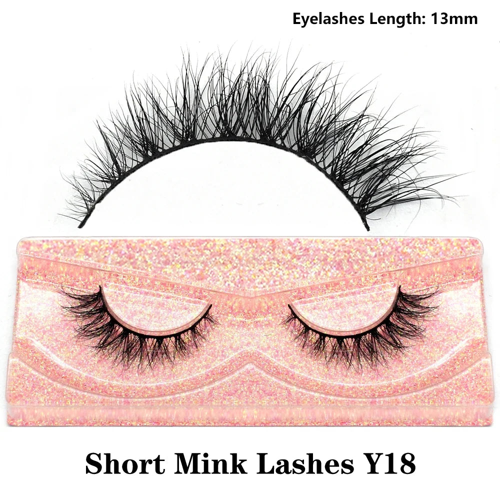 3D Mink Fluffy Half False Eyelashes Natural Soft Lightweight Clear Band Half Eye Strip Lashes Reusable Short Eyelashes Extension