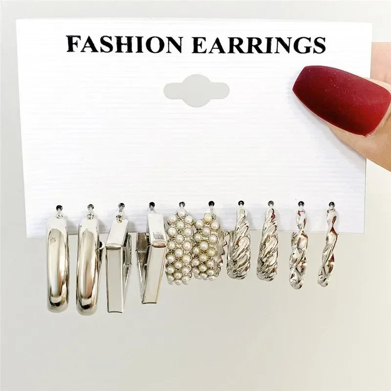 LETAPI Vintage Gold Color Circle Earrings for Women Girls Geometric Twist Dangle Earring Set New Fashion Jewelry Party Gifts