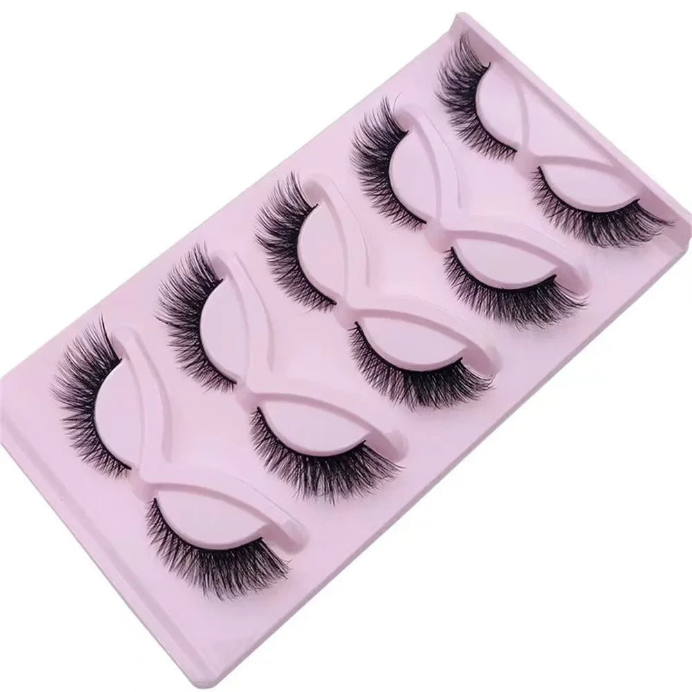 5 Pairs Cat Eye Lashes Wispy Fake | Fluffy Winged Strip Lashes