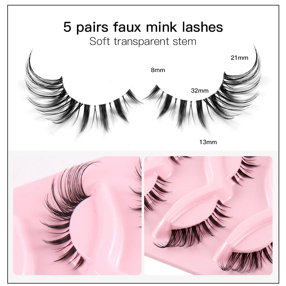 End Eye Elongated Eyelashes Clear Band Lashes Eyelash Extension Manga Lashes