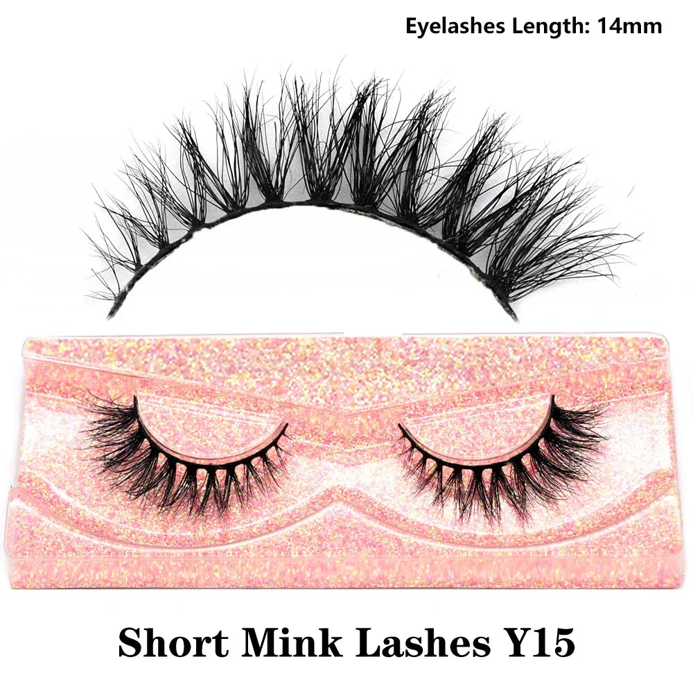 3D Mink Fluffy Half False Eyelashes Natural Soft Lightweight Clear Band Half Eye Strip Lashes Reusable Short Eyelashes Extension