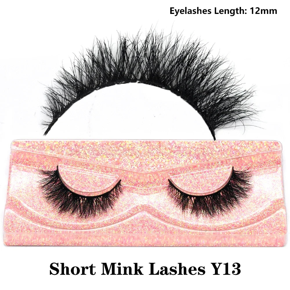 3D Mink Fluffy Half False Eyelashes Natural Soft Lightweight Clear Band Half Eye Strip Lashes Reusable Short Eyelashes Extension