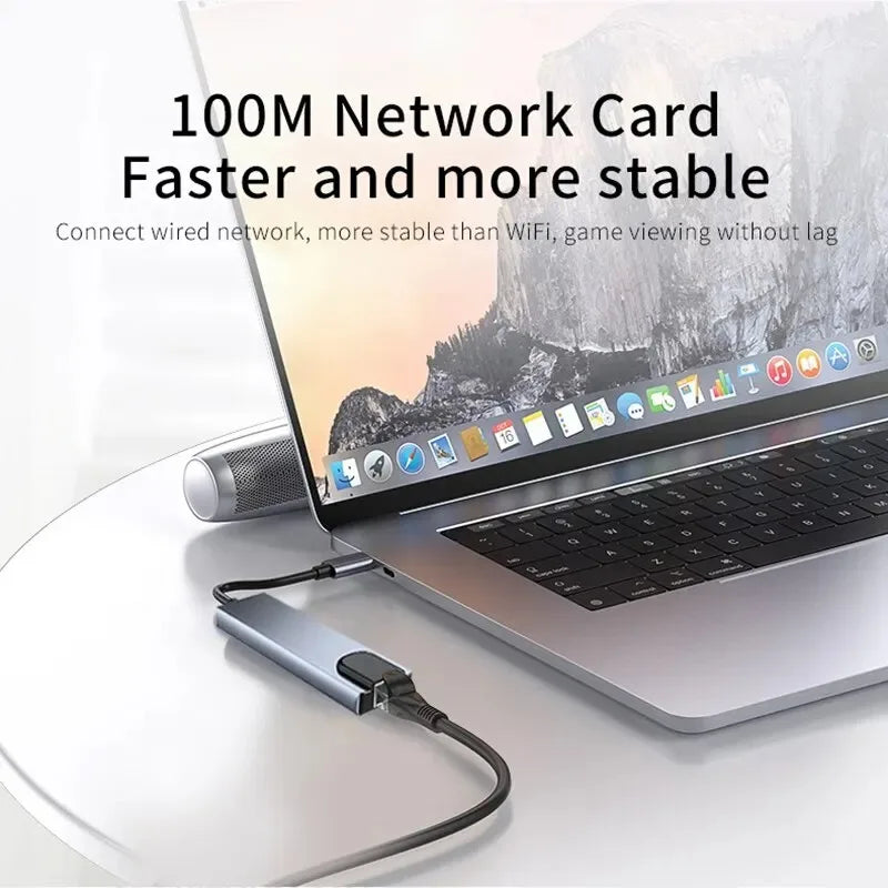 USB C Hub 8 in 1, 4K HDMI Adapter with SD, RJ45 & PD