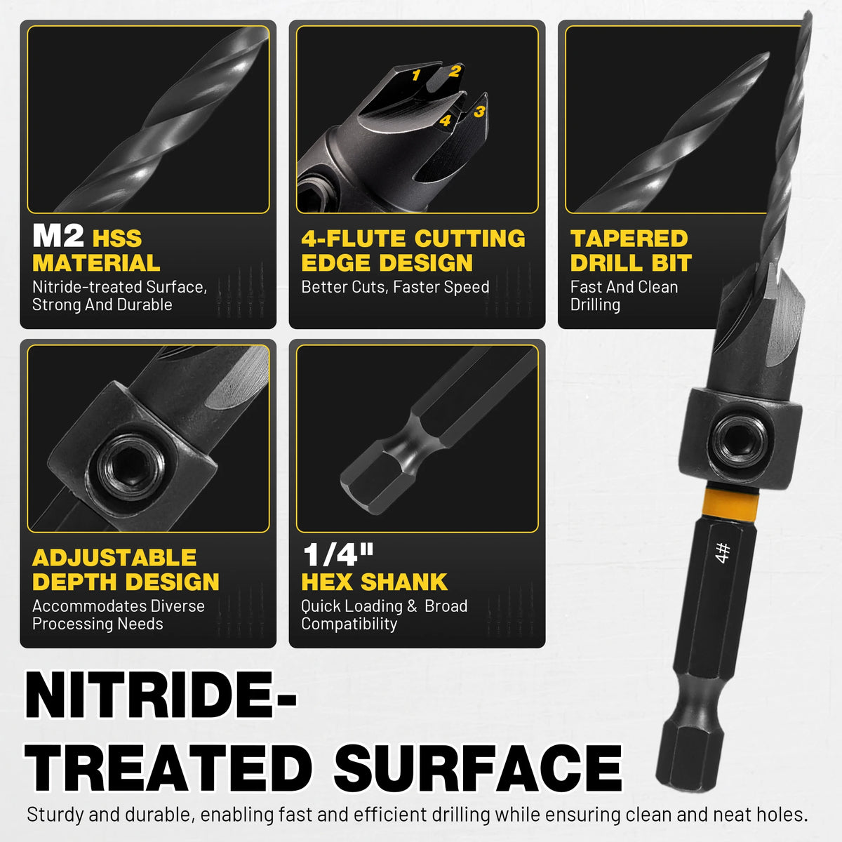 18-Piece Countersink Drill Bit Set for Wood