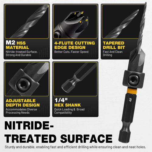18-Piece Countersink Drill Bit Set for Wood