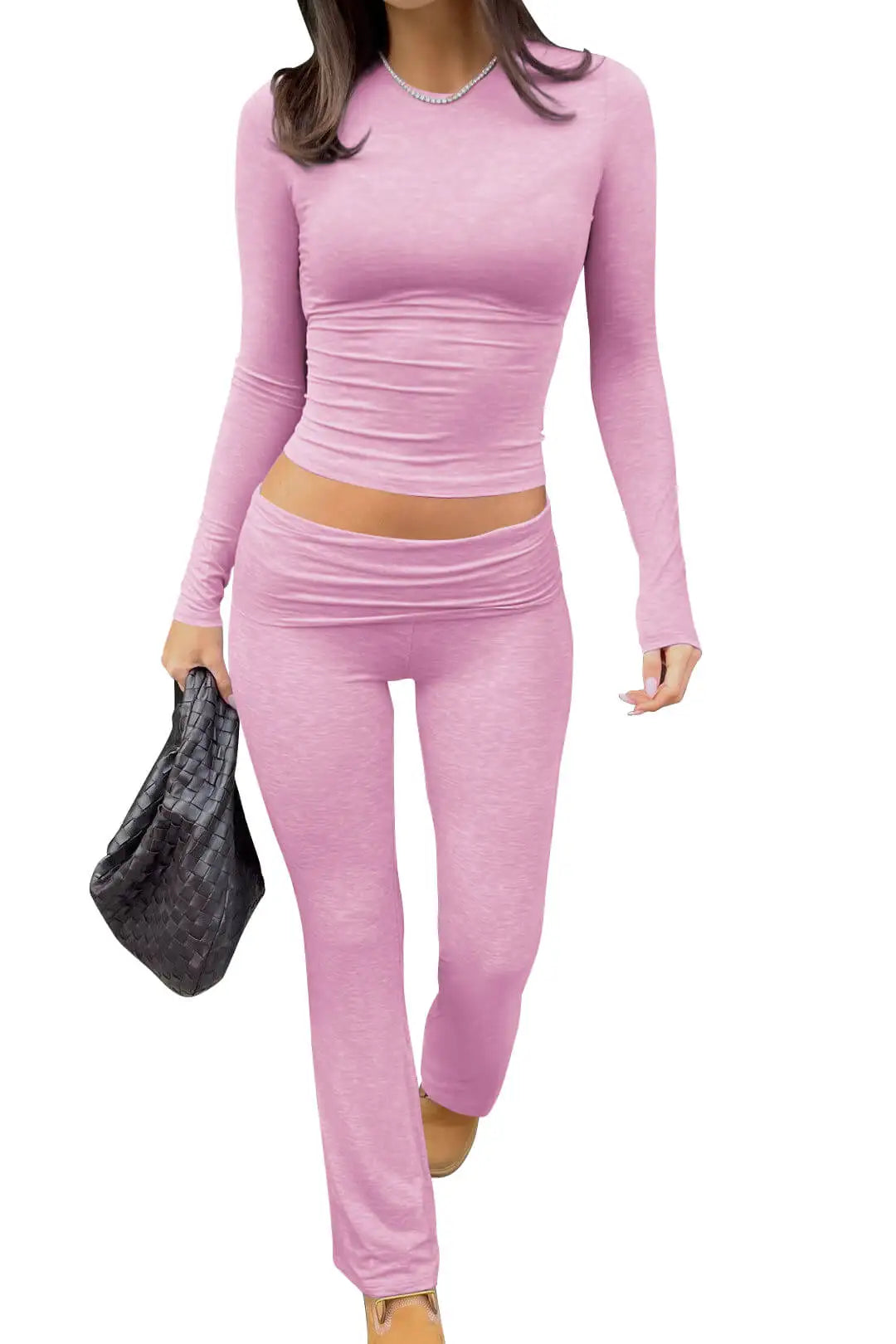 7DAY'S Women's Yoga Two-Piece Set Long-Sleeve Wide-Leg Activewear Set Casual Home Yoga Set Coordinated Set