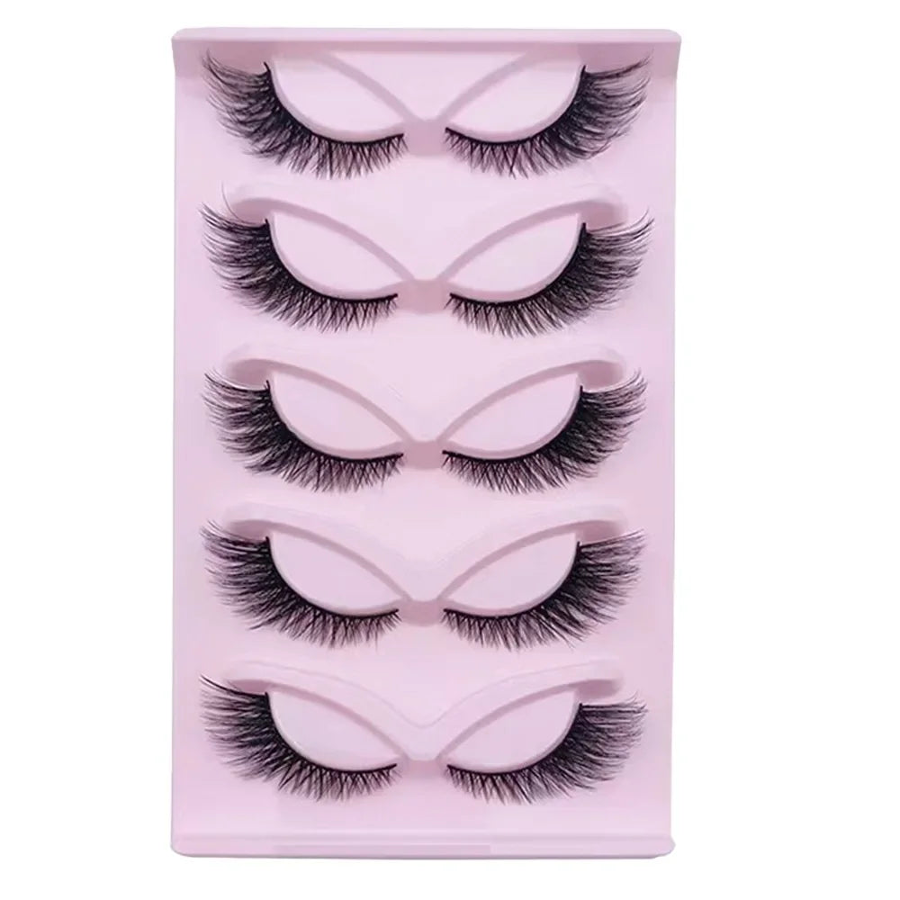 5 Pairs Cat Eye Lashes Wispy Fake | Fluffy Winged Strip Lashes