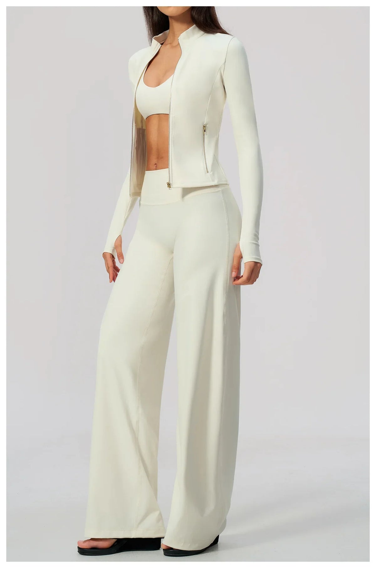 3 PCS Yoga Sets Women Long Sleeve Zipper Slim Jacket+sports Bra+high Waist Flare Pants Fitness Suits Gym Exercise Athletic Wear