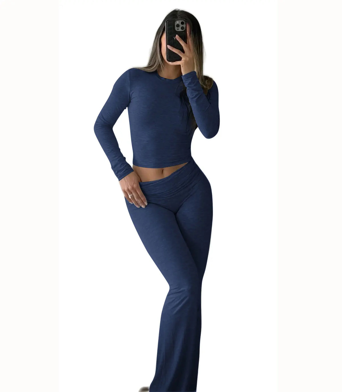 7DAY'S Women's Yoga Two-Piece Set Long-Sleeve Wide-Leg Activewear Set Casual Home Yoga Set Coordinated Set