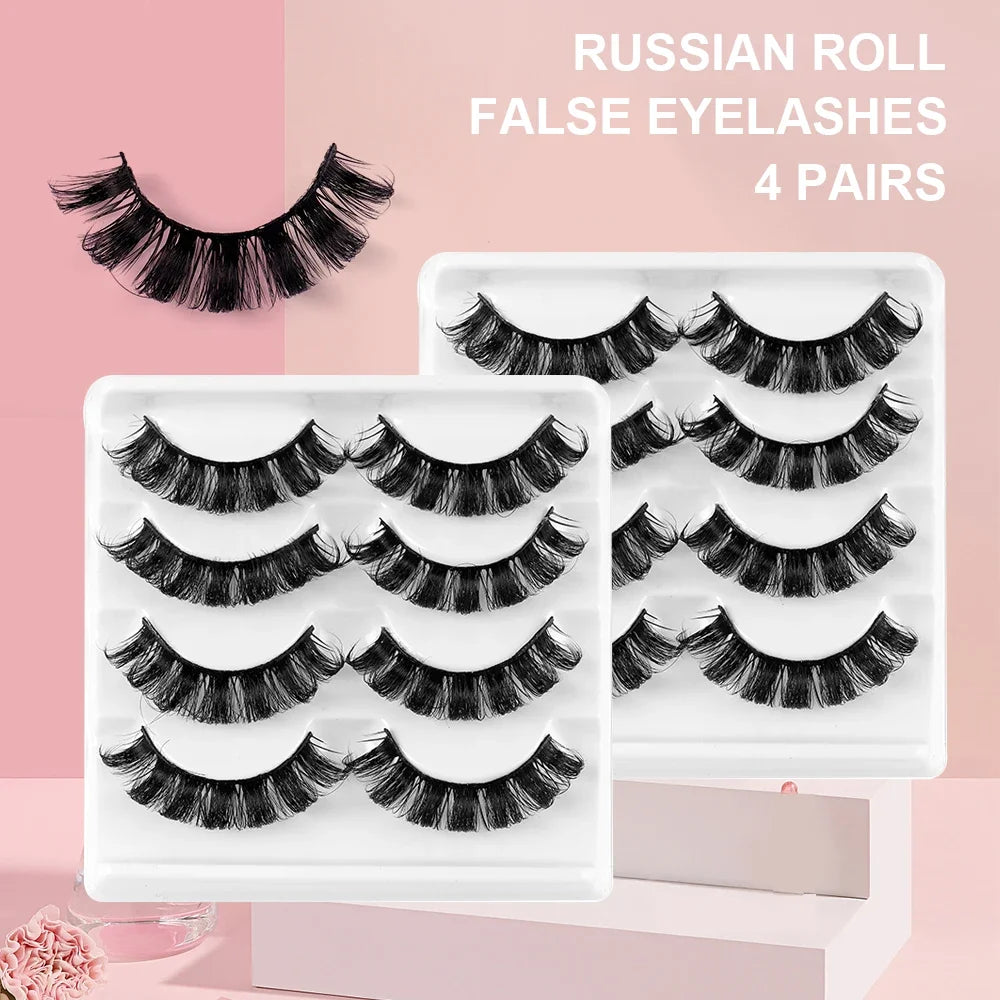 3D Mink Eyelashes Reusable Fluffy Russian Strip Lashes eyelashes extensions