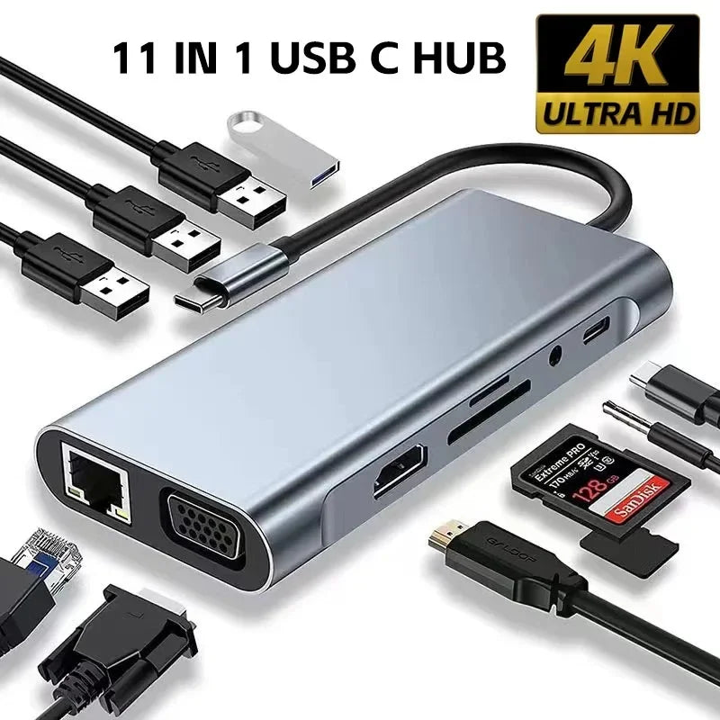 USB C Hub 8 in 1, 4K HDMI Adapter with SD, RJ45 & PD