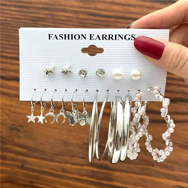 LETAPI Vintage Gold Color Circle Earrings for Women Girls Geometric Twist Dangle Earring Set New Fashion Jewelry Party Gifts