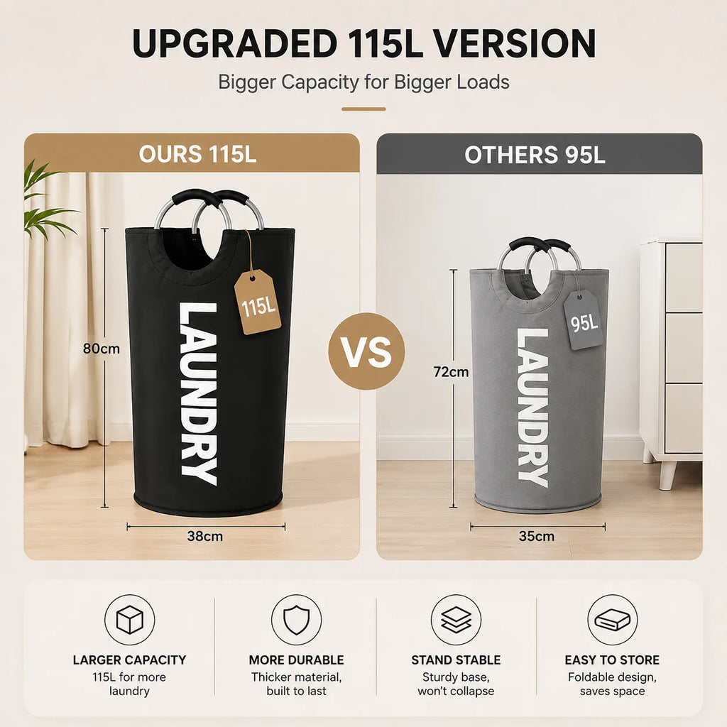 115L Collapsible Laundry Hampers – 2-Pack