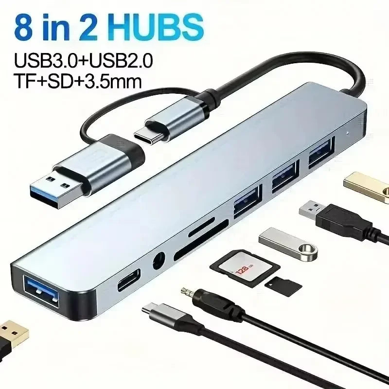 USB C Hub 8 in 1, 4K HDMI Adapter with SD, RJ45 & PD