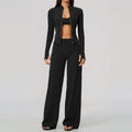 3 PCS Yoga Sets Women Long Sleeve Zipper Slim Jacket+sports Bra+high Waist Flare Pants Fitness Suits Gym Exercise Athletic Wear