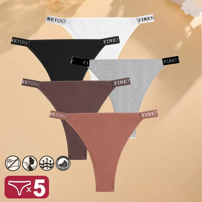5PCS/Set Sexy Lingerie Women Cotton Panties Finetoo Letter Low Waist Female Briefs Underwear Comfort Underpants Women Intimates
