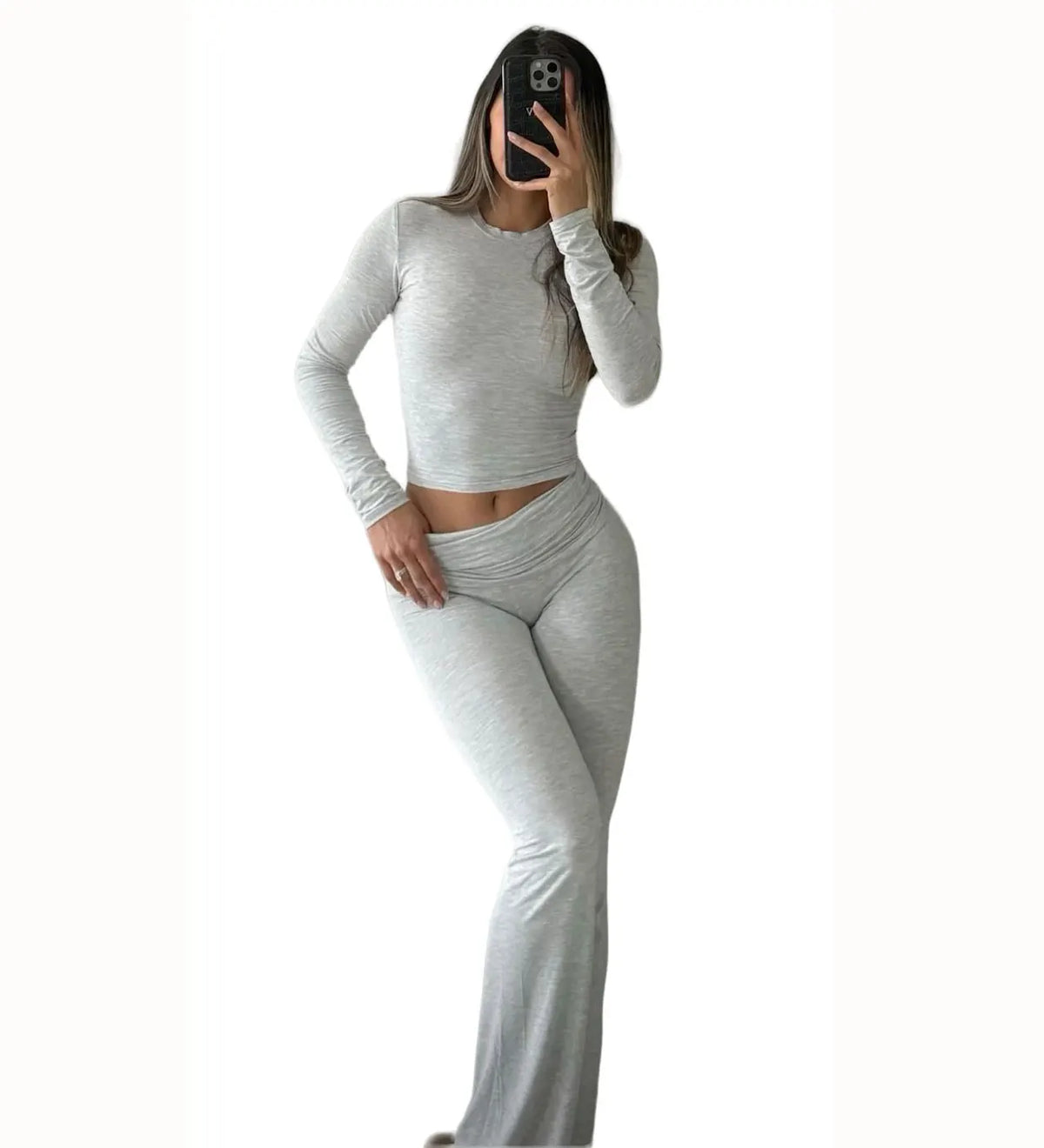 7DAY'S Women's Yoga Two-Piece Set Long-Sleeve Wide-Leg Activewear Set Casual Home Yoga Set Coordinated Set
