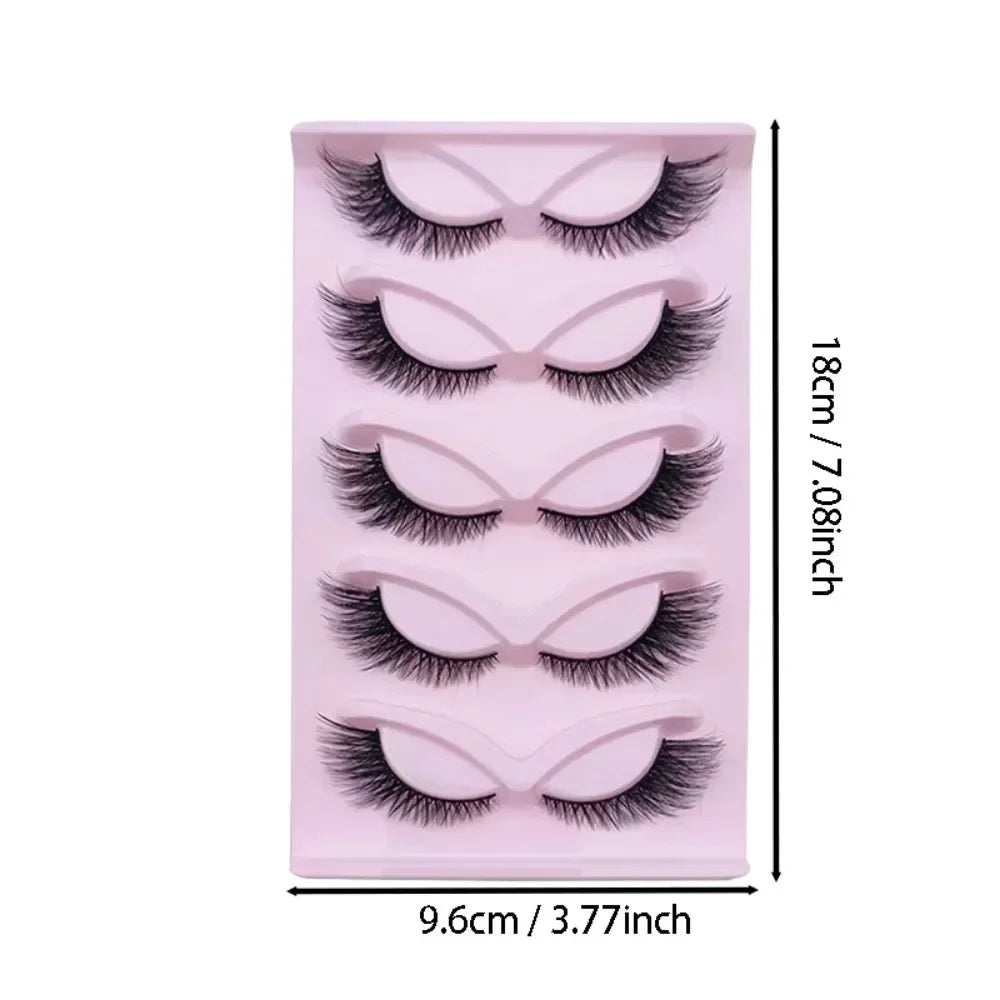 5 Pairs Cat Eye Lashes Wispy Fake | Fluffy Winged Strip Lashes