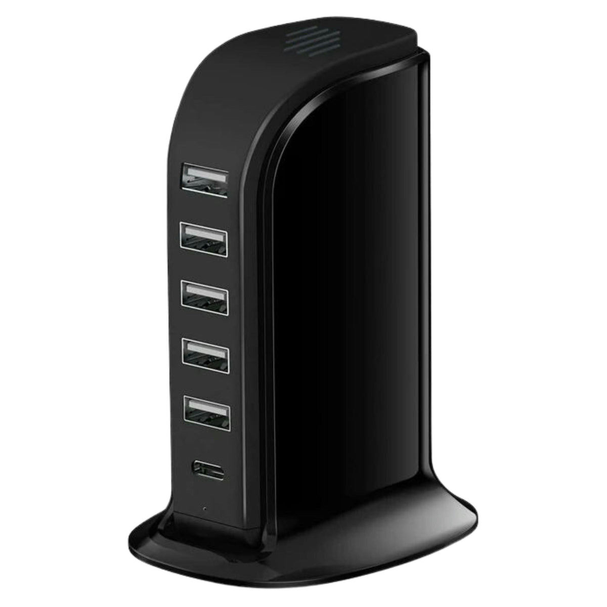 6-in-1 USB Charging Station – 40W Charger Block with 5 USB Ports (Shared 6A) & 3A USB-C Port, Multiport Desktop Charging Hub for Travel & Multiple Electronics