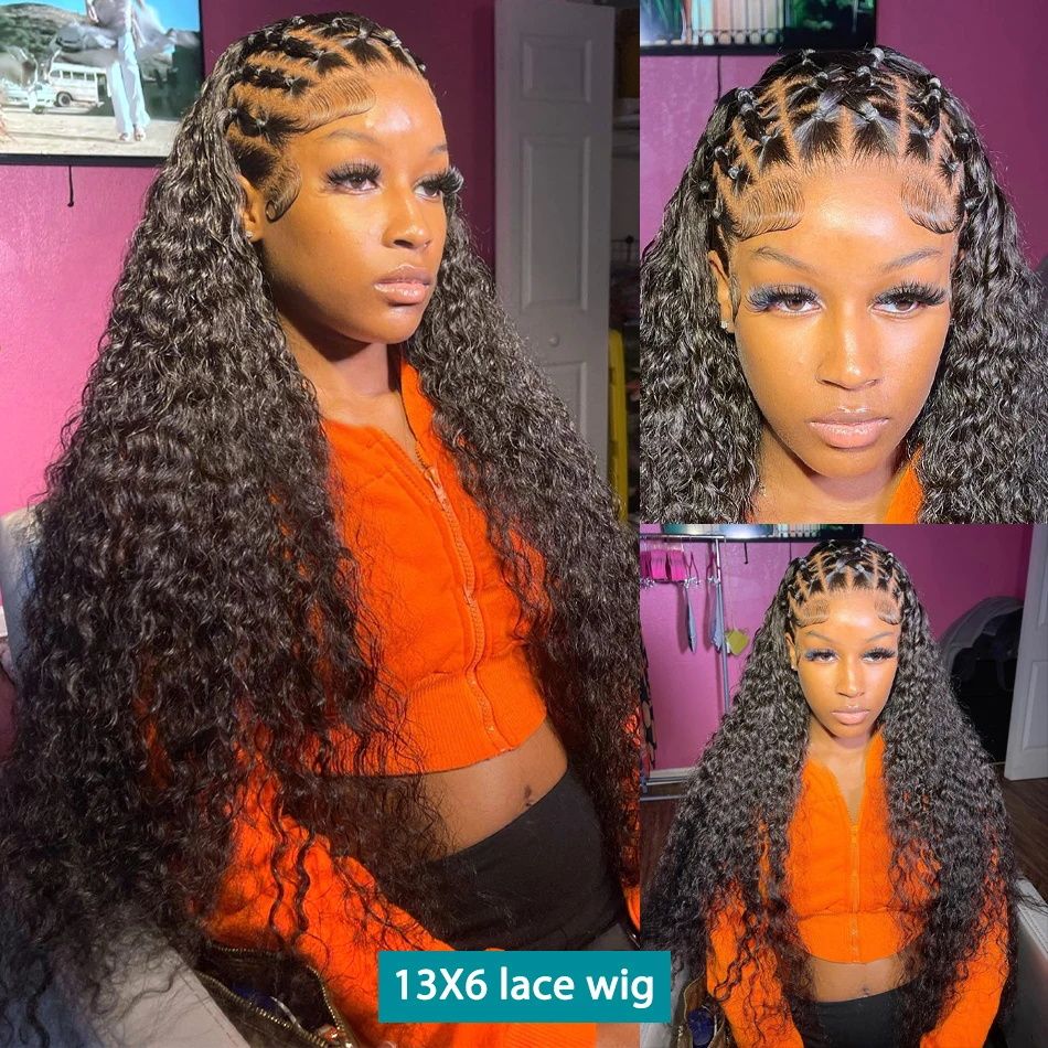 Deep Wave Frontal Wig 13x4 13x6 Hd Transparent Lace Frontal Wig Glueless 5X5 4X4 Wig 28 30 Inch Curly Lace Front Human Hair Wigs