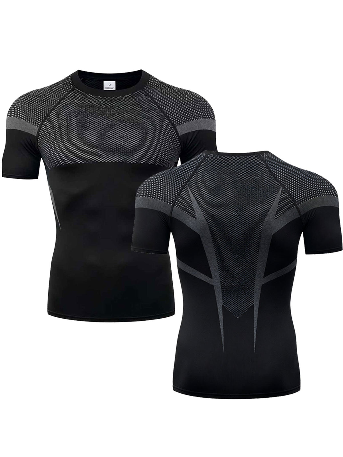 Men Mesh Back Compression T Shirt Short Sleeve Quick Dry Breathable Gym Workout Tops Athletic Running Fitness Undershirt Stretch Sports Base Layer Tee