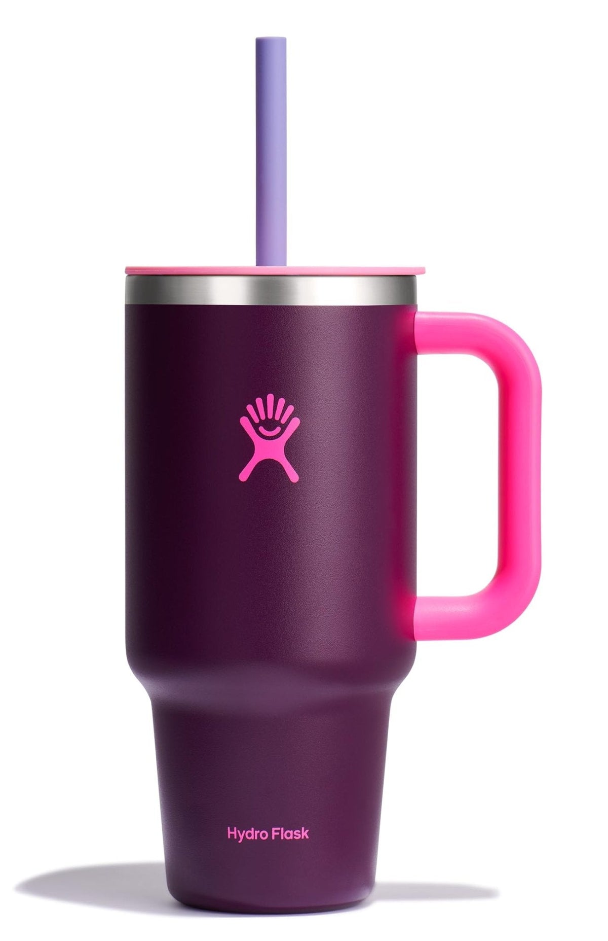 Hydro Flask 40 Oz Travel Tumbler with Handle, Lid and Straw - Insulated Stainless Steel in Sugarplum