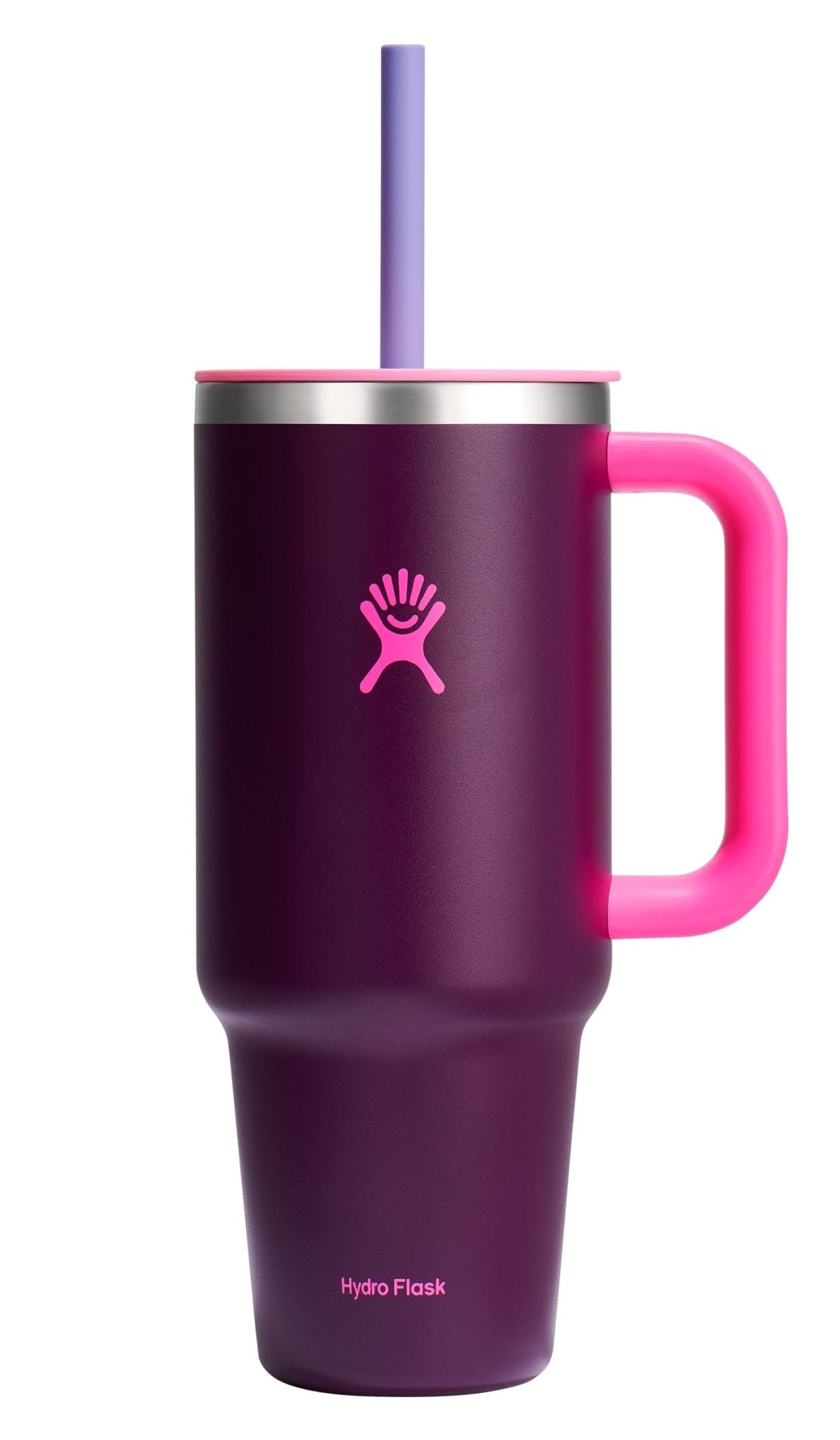 Hydro Flask 40 Oz Travel Tumbler with Handle, Lid and Straw - Insulated Stainless Steel in Sugarplum