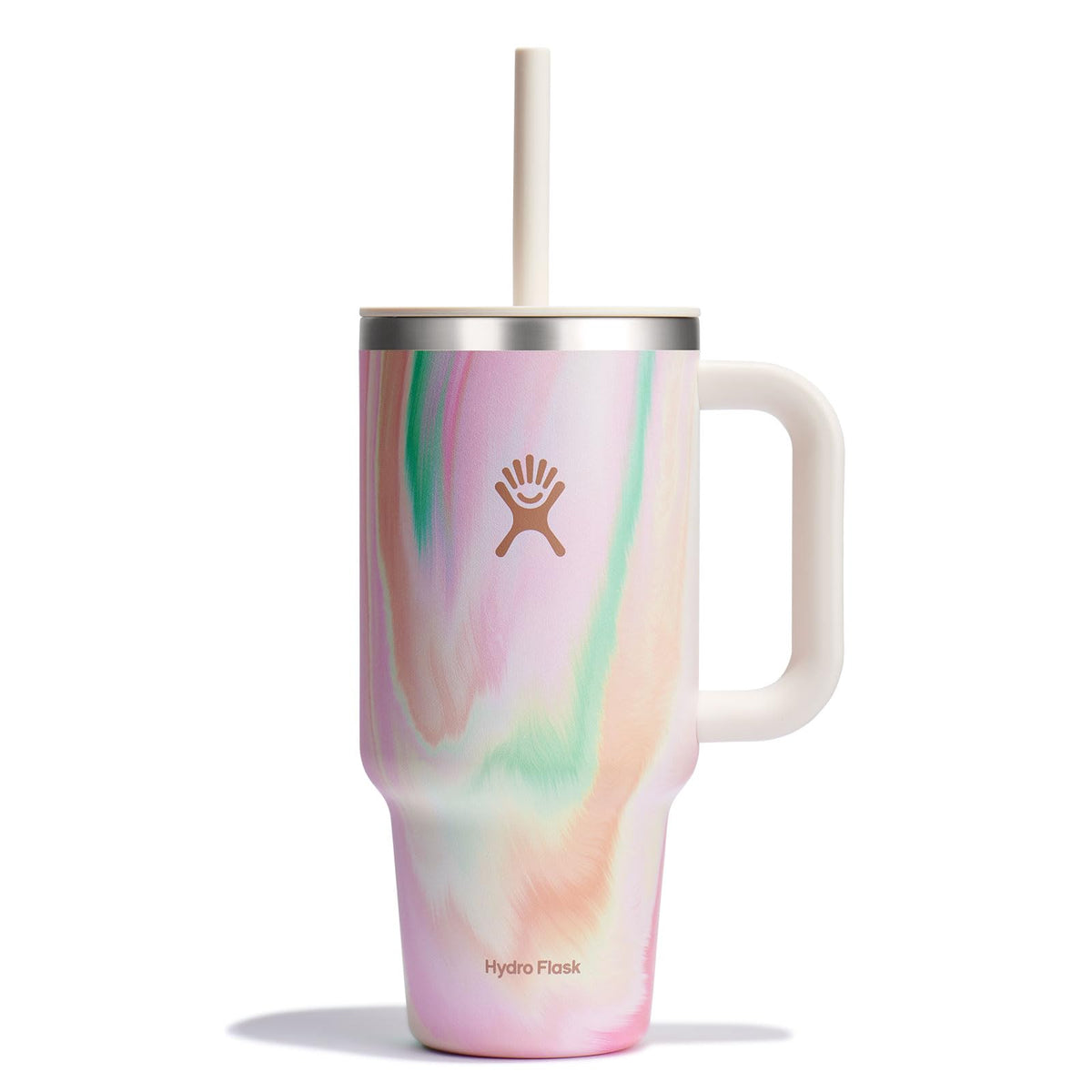 Hydro Flask 40 Oz Travel Tumbler with Handle, Lid and Straw - Insulated Stainless Steel in Sugarplum