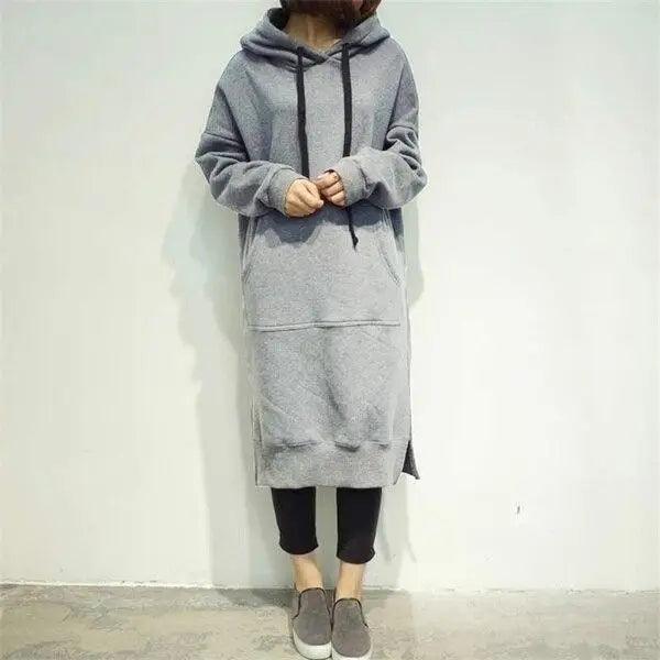 Modern Women Long Hoodies Autumn Winter Loose Hooded Sweatshirts Casual Oversized Sweatshirt Baggy Pullovers Dress Plus Size Super Soft Pullover Oversize Sweatshirt With Pocket