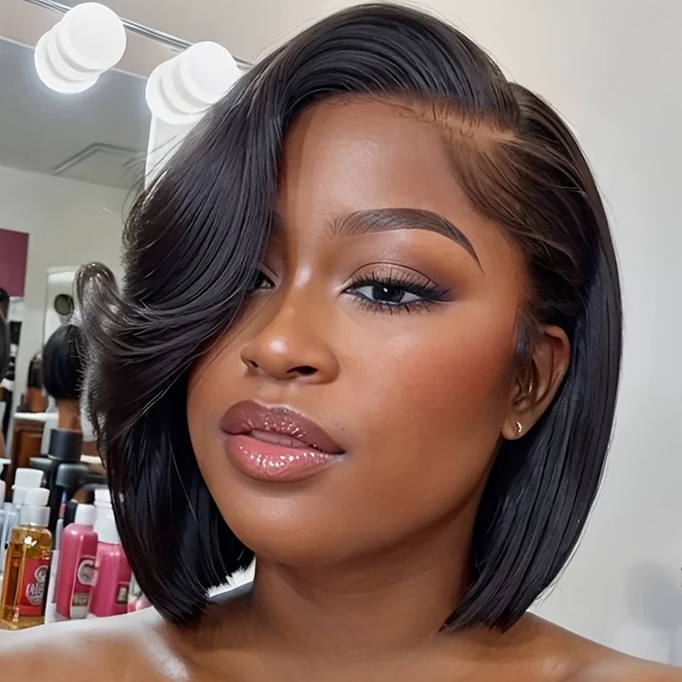 Short Bob Lace Front Wig Remy Human Hair Glueless Pixie Cut 13X4 Frontal Wigs For Women Preplucked Natural looking for daily use